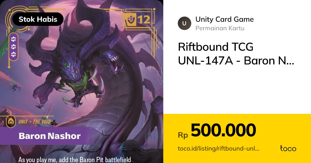 Jual Riftbound TCG UNL-147A - Baron Nashor Epic dengan…